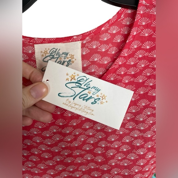 NWT Layerz Clothing Oh My Stars Mixed Print Short Sleeve 100% Cotton Top Size M - Picture 8 of 12